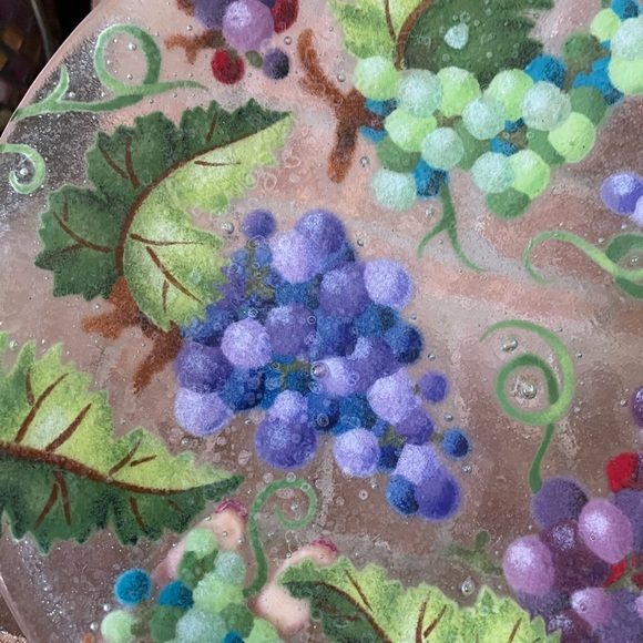 Fireglass Signed Glass Plate Grape Clusters - Picture 3 of 6